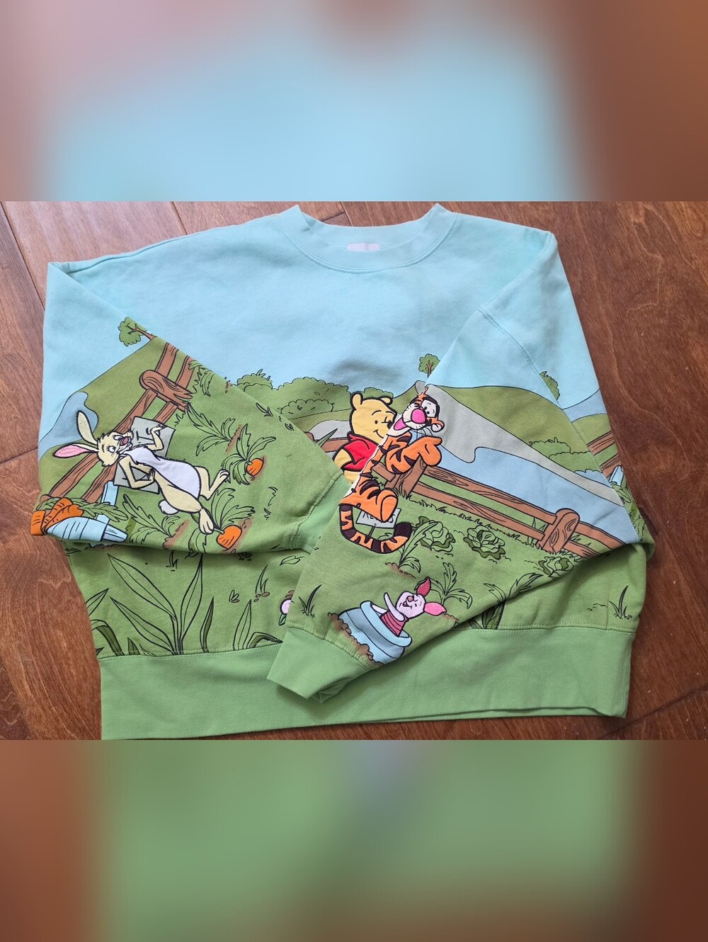Disney Parks Embroidered Winnie the Pooh Pals Garden Pullover Sweatshirt Small